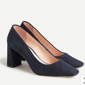 J Crew Block Heel Suede Pumps Navy 7.5